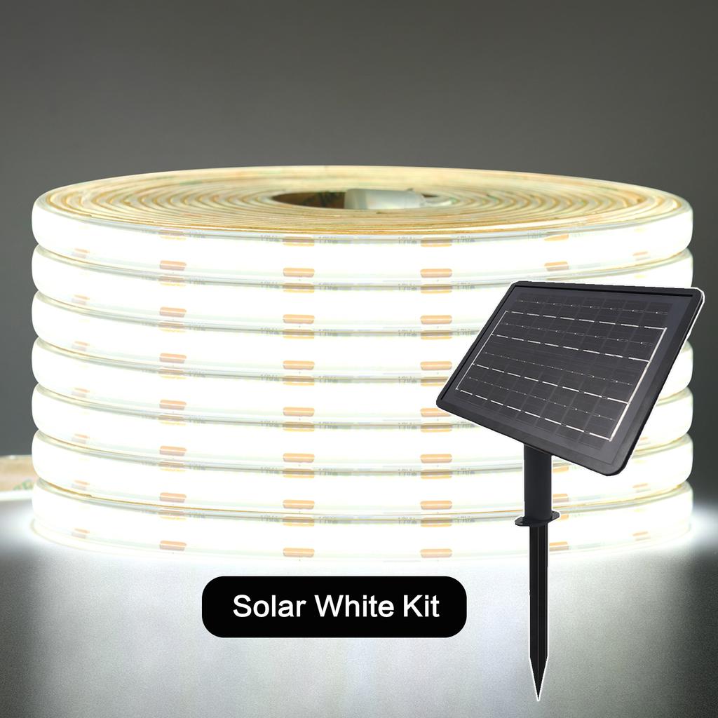 DC 24V 480LEDs/m Solar COB LED Strip Light Outdoor Waterproof Warm Natural White Flexible Adhensive Tape RA90 Linear Lighting