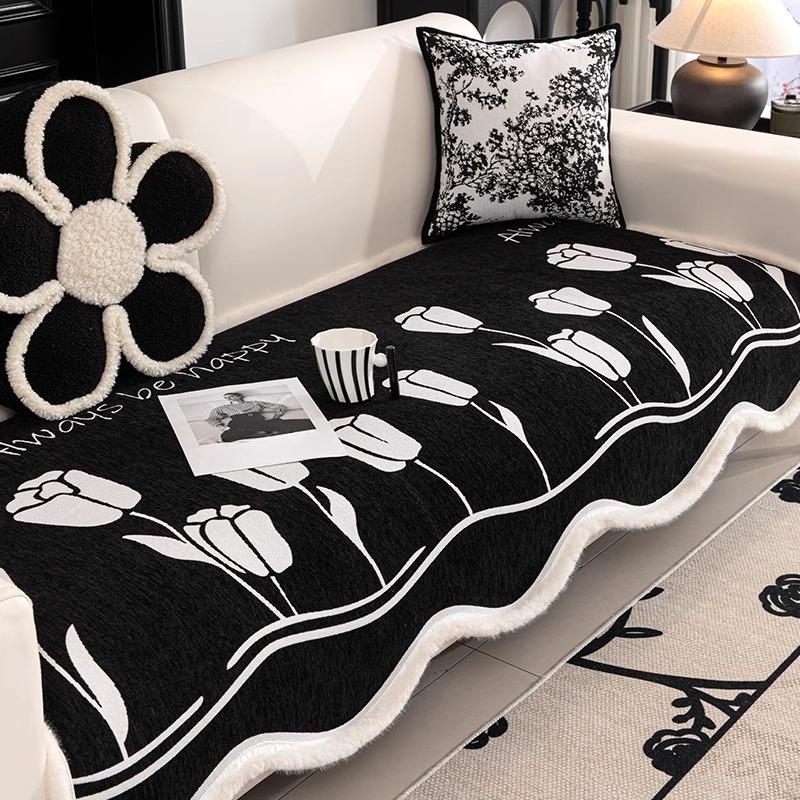 Irregular Shaped Sofa Cushion Chenille Winter Burr High-Grade Straight-Row Leather Sofa Cover Towel