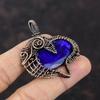 Faceted Blue Sapphire Pendant Copper Wire Wrapped Pendant Gemstone Pendant Handmade Copper Jewelry Engagement Gift Amazing Wire Wrap Jewelry