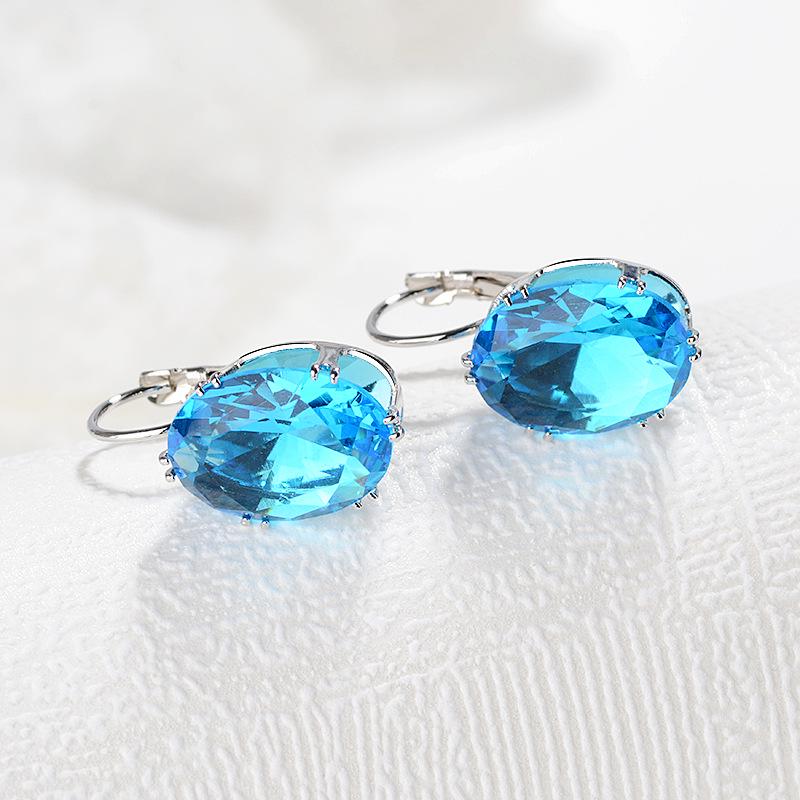 S925 Sterling Silver Stud Earrings Hot Sale Multi-Colored Treasure Inlaid Sapphire Ear Buckle Earrings