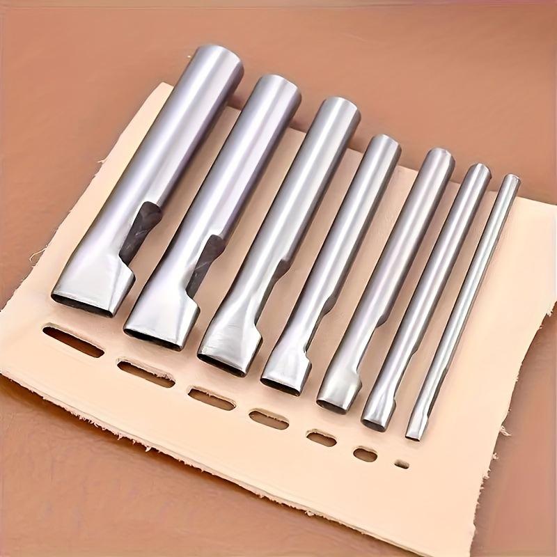 5 Pieces Oval Leather Perforator Set Stainless Steel 1.5-9mm For Diy Bags Shoes Belts - Heavy-duty Hand Tool Leather Sewing Kit