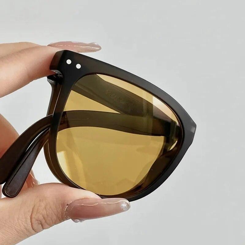 Folding Round Sunglasses Women Designer Vintage Small Sun Glasses Ladies Korean Style Shades Eyewear Be Easy To Carry