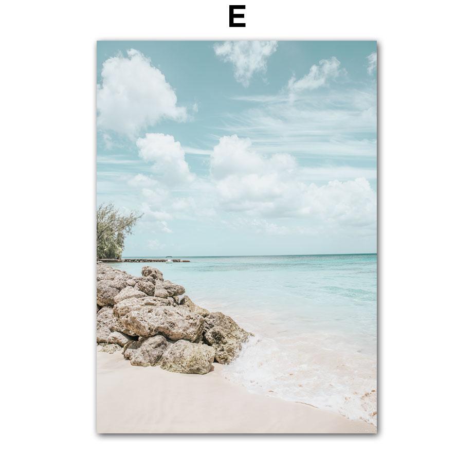 Настенная картина на холсте, синий океан, тропический пляж, фургон, якорь, птица, плакаты на скандинавскую тему и принты, настенные панно для декора гостиной