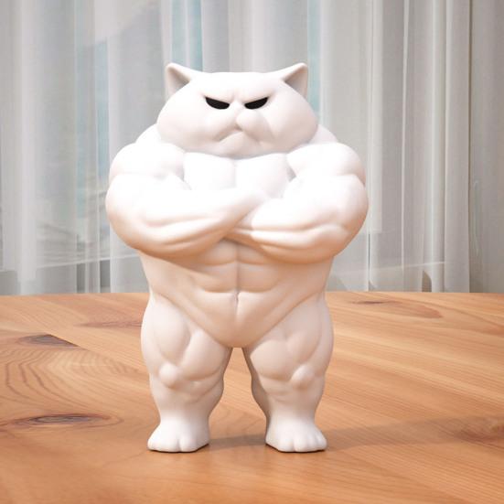 3D-печатная мускулистая фигурка кота, стоящая статуэтка кота, украшение для дома, офиса, рабочего стола, для любителей фитнеса