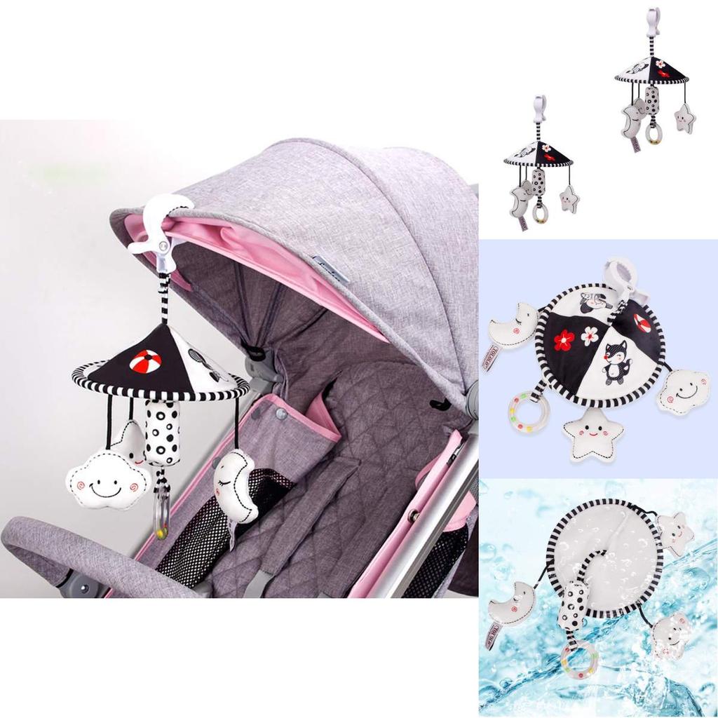 Детская черно-белая погремушка-колокольчик, подвеска-музыка ветра, подвеска на детскую кроватку, вращающийся мобиль