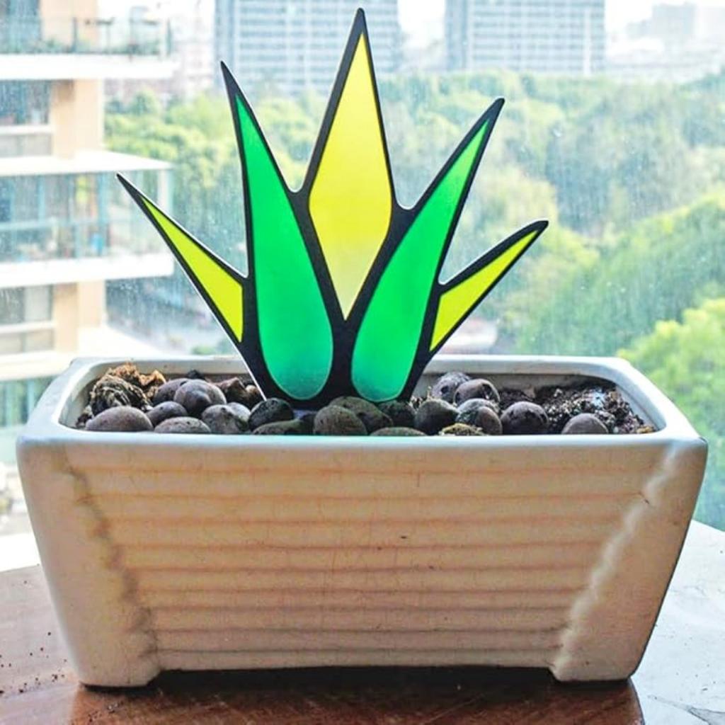 Cactus Decor Stained Glass Sun Catcher Succulent Plant Agave Cacti Suncatcher Desk Countertops Windowsill Shelf Christmas Decor Plant Lovers