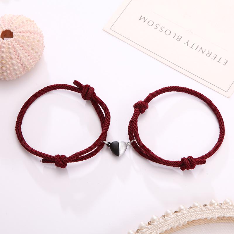 Trendy Black & White Love Magnet Milan Rope Couple Bracelets for Girlfriends