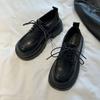 Маленькие кожаные туфли в британском стиле женские 2025 весна новая ретро японские на толстой подошве увеличивающие рост на шнуровке интернет-знаменитость лоферы женские одинарные с