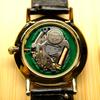 Б/у [В рабочем состоянии] SEIKO коричневый кожаный кварцевый наручный часы золотой корпус OMEGA