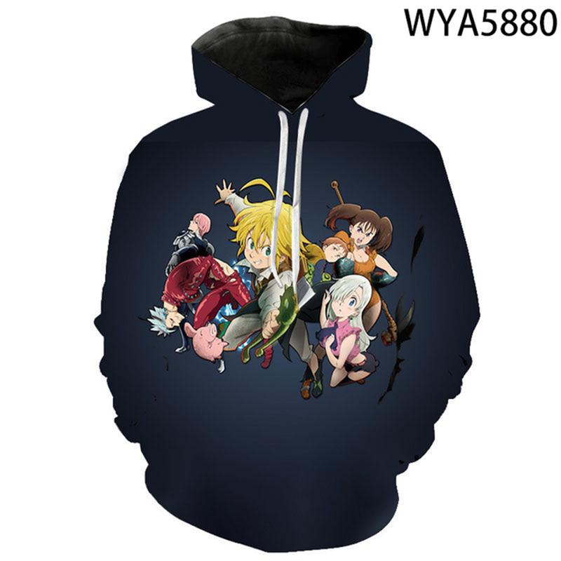 Семь смертных грехов, японское аниме, с длинным рукавом, 3D принтом, мужские и женские толстовки, уличная одежда, мужские топы больших размеров, пальто