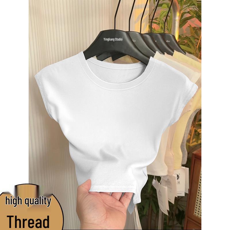 Женская облегающая футболка в корейском стиле с пышными рукавами – Новинка Весна/Лето 2026