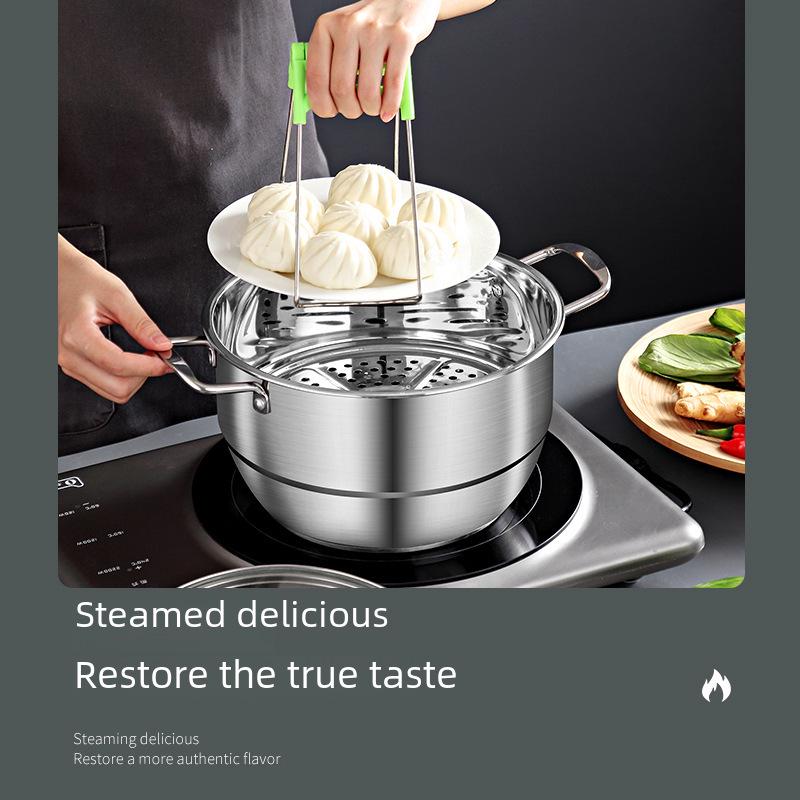 Многофункциональная суповая кастрюля King Kong из нержавеющей стали с решеткой для варки на пару и нарезкой, корзиной для приготовления на пару, можно преподнести в качестве подарка.