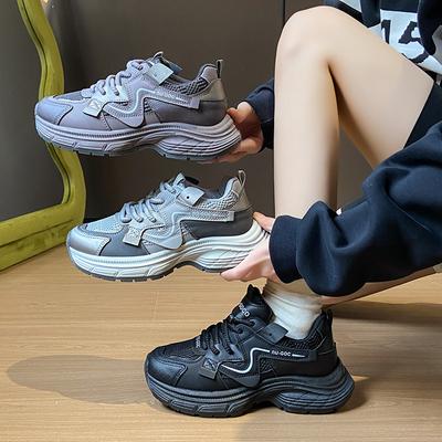 Повседневные кроссовки на толстой платформе для женщин, нескользящие кроссовки для ходьбы, удобные женские теннисные кроссовки, дышащие кроссовки для бега и тренировок для пап