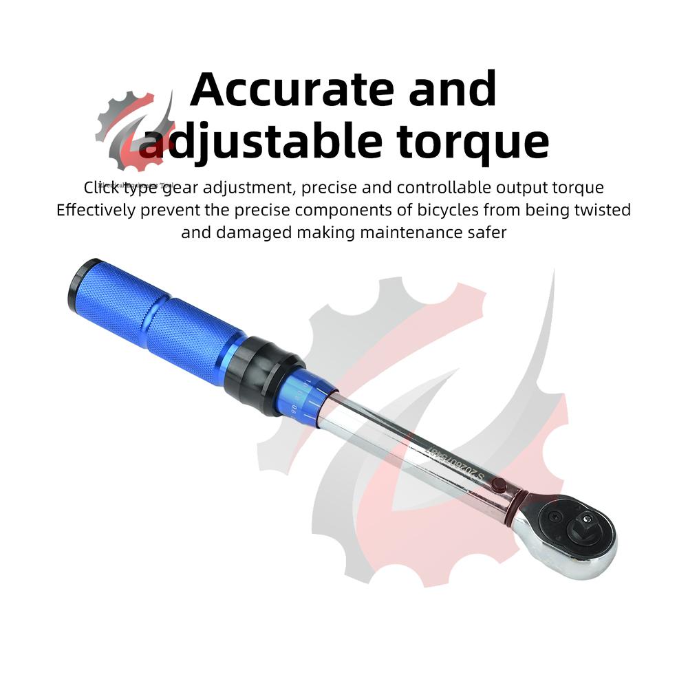 Bicycle Torque Wrench Set 1/4 Inch Drive 2-24 N·m Adjustable Precise Click Ratchet Maintenance Kit for Bike Assembly
