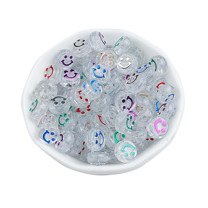 50/200 шт./лот 10 мм бусины со смайликами овальной формы акриловые разнесенные бусины для изготовления ювелирных изделий DIY подвески браслет ожерелье