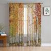 Autumn Birch Tree Window Treatment Tulle Modern Sheer Curtains for Kitchen Living Room the Bedroom Curtains Decoration