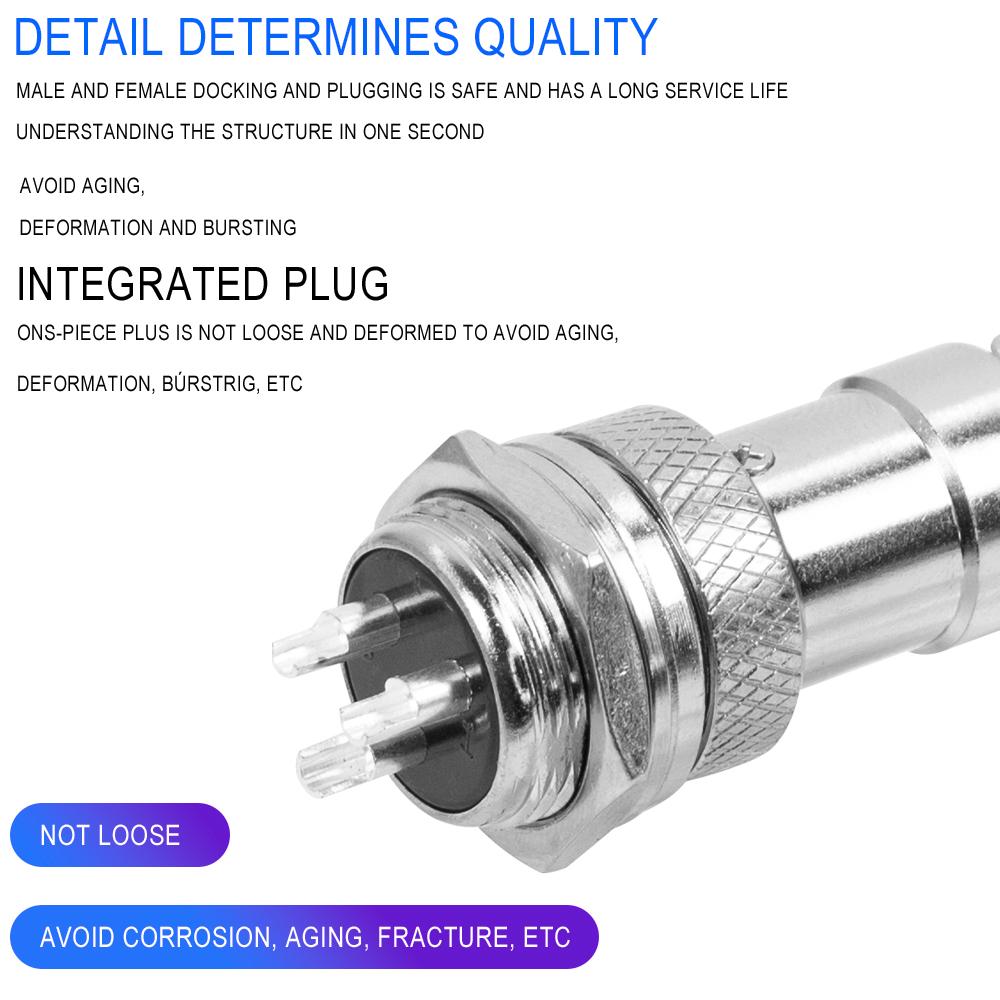 GX16 Авиационный разъем Электрический разъем GX16 Авиационный разъем 3-контактный 16 мм Мужской/Женский Провод Панель Круглый разъем Медный сплав Встроенный кабель