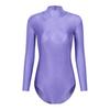 Женское боди с длинным рукавом и воротником-стойкой, однотонное эластичное трико на молнии сзади, гимнастический танцевальный комбинезон