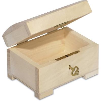 Деревянная шкатулка - Creative Deco - Маленькая шкатулка с ключом - 10,6 x 7,5 x 7,5 см - Персонализируемая - Бежевая