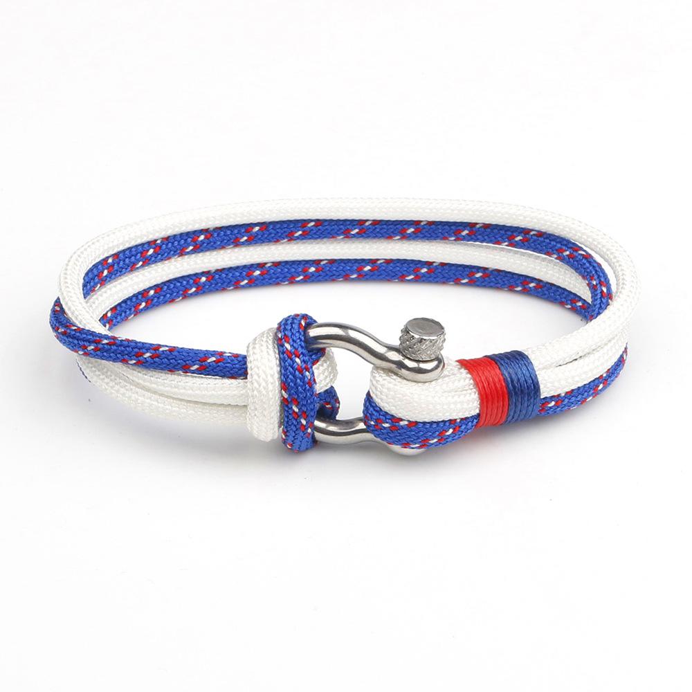 Браслет для выживания в стиле ВМС для кемпинга с парашютным шнуром и якорем для мужчин и женщин из черной нержавеющей стали для спорта