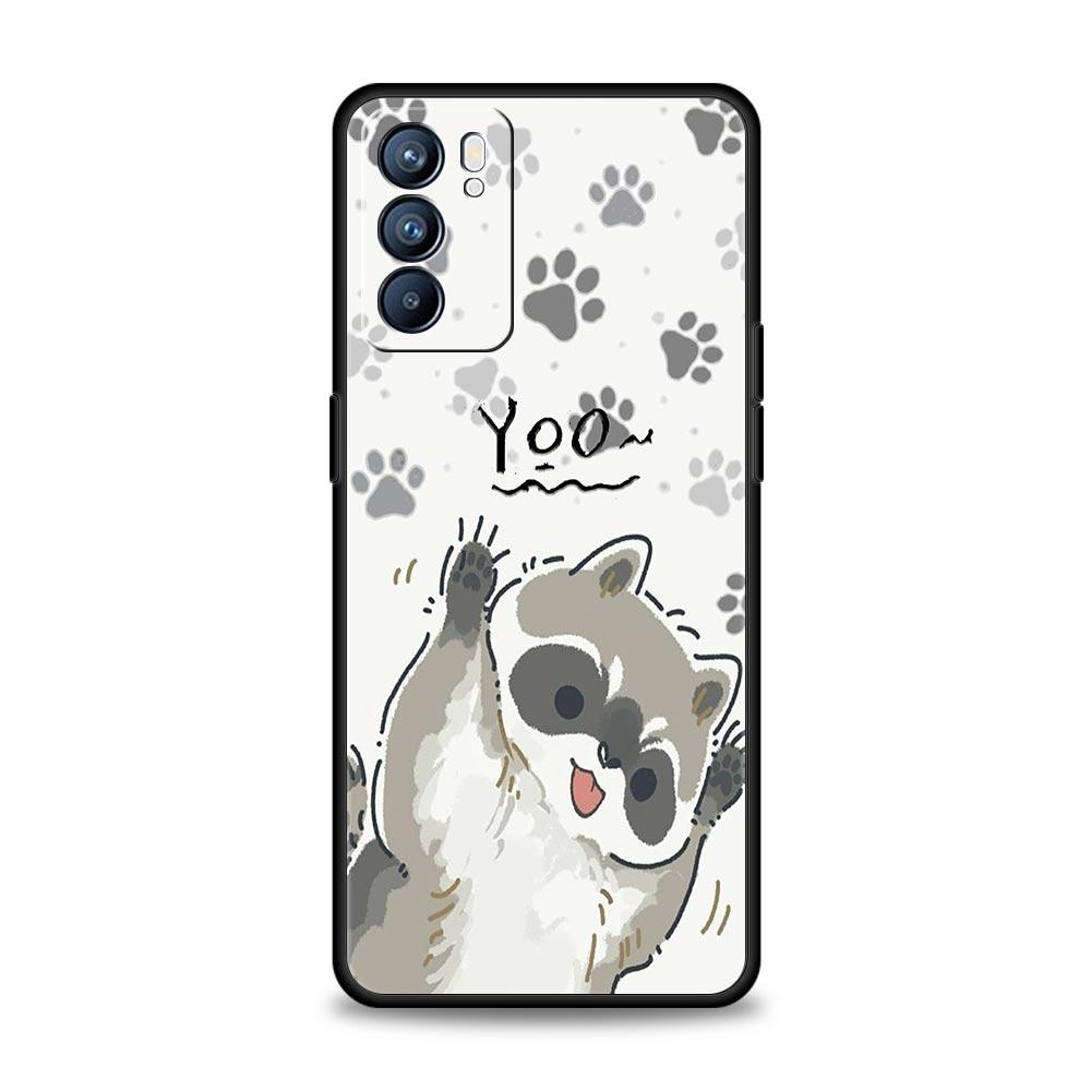 Raccoon Phone Case For Oppo A54 A53 A52 A15 A95 A16 A78 A79 A80 A98 4G Find X5 X6 Reno10 12 13 F Pro 5G Cover
