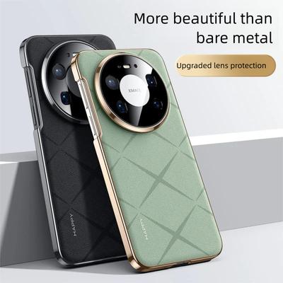 Оригинальный однотонный чехол из веганской кожи для Huawei Mate 60 RS 70 Pro+ Plus 80 Pro Max, керамическое покрытие рамки с защитой объектива камеры