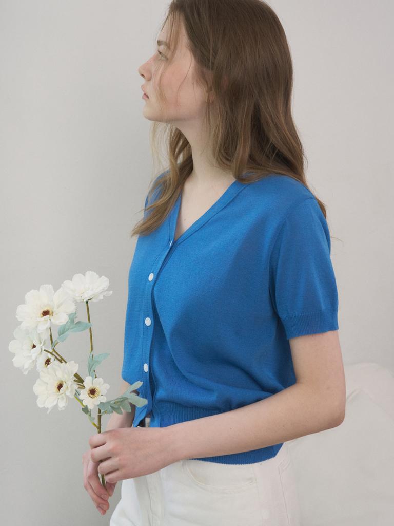 EIGHT DAYS A WEEK Ad710 Cooling Short Sleeve Cardigan Blue