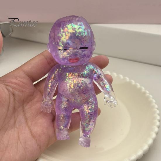 Сквиш-мячик от стресса из ТПЭ с блестками 'Baby', Прозрачная кукла-младенец, Мягкая, эластичная сенсорная игрушка-фиджет, Расслабляющий подарок для взрослых и детей, Сувениры для вечеринки