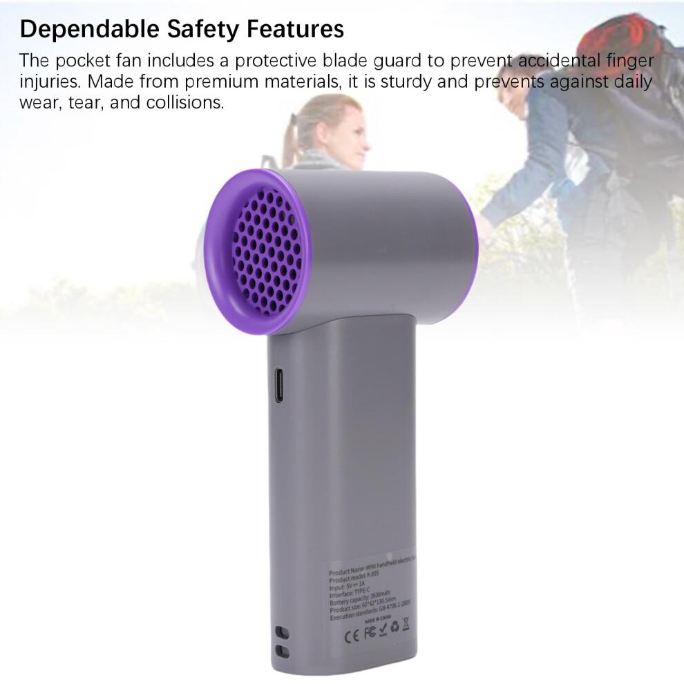 Portable Handheld Fan, Gray, 3600mAh, USB Rechargeable, Quiet & Adjustable