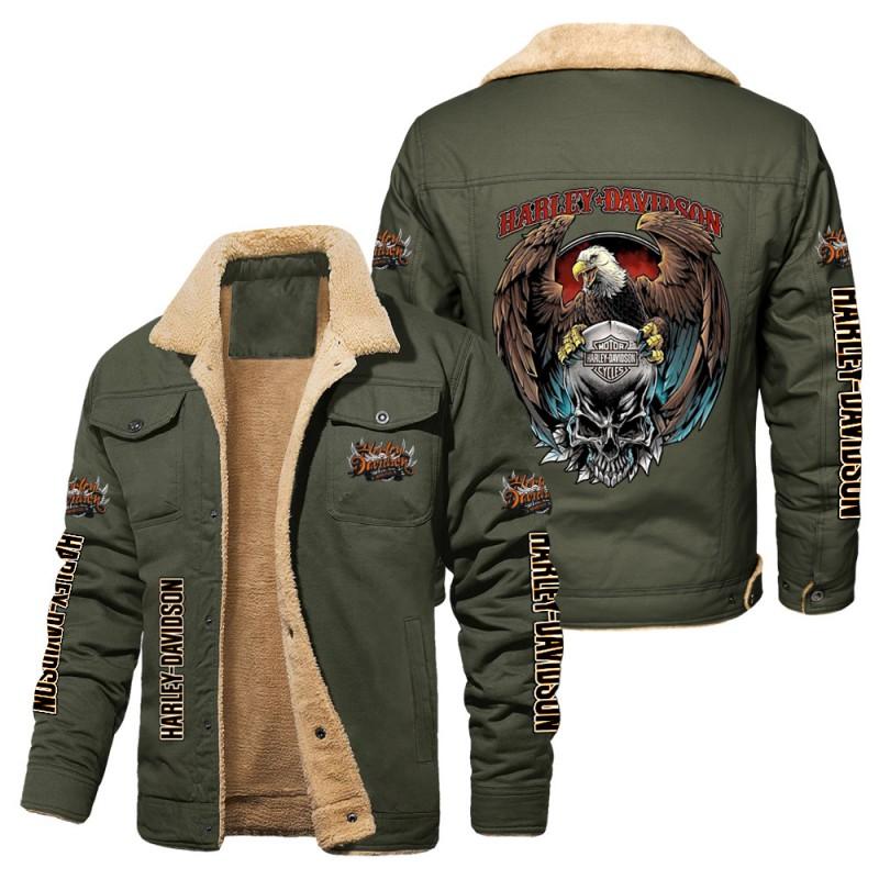 Mens Winter Fleece Lined Cotton Jacket Slim Fit Stand Collar Sport Coat With Graphic Prints European Size