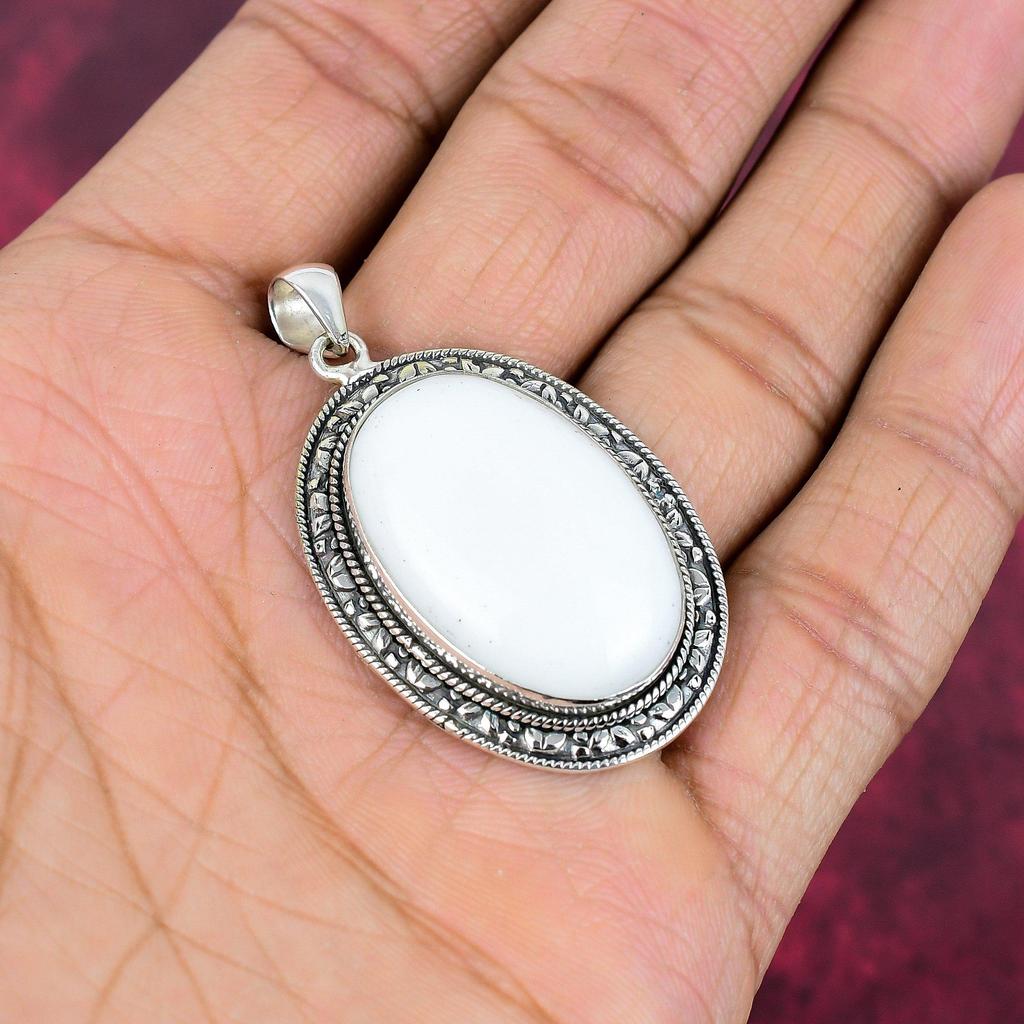 Белый коралловый кулон из стерлингового серебра 925 пробы, ювелирные изделия с подвеской из драгоценных камней ручной работы, подарки для жены, абсолютно новый кулон