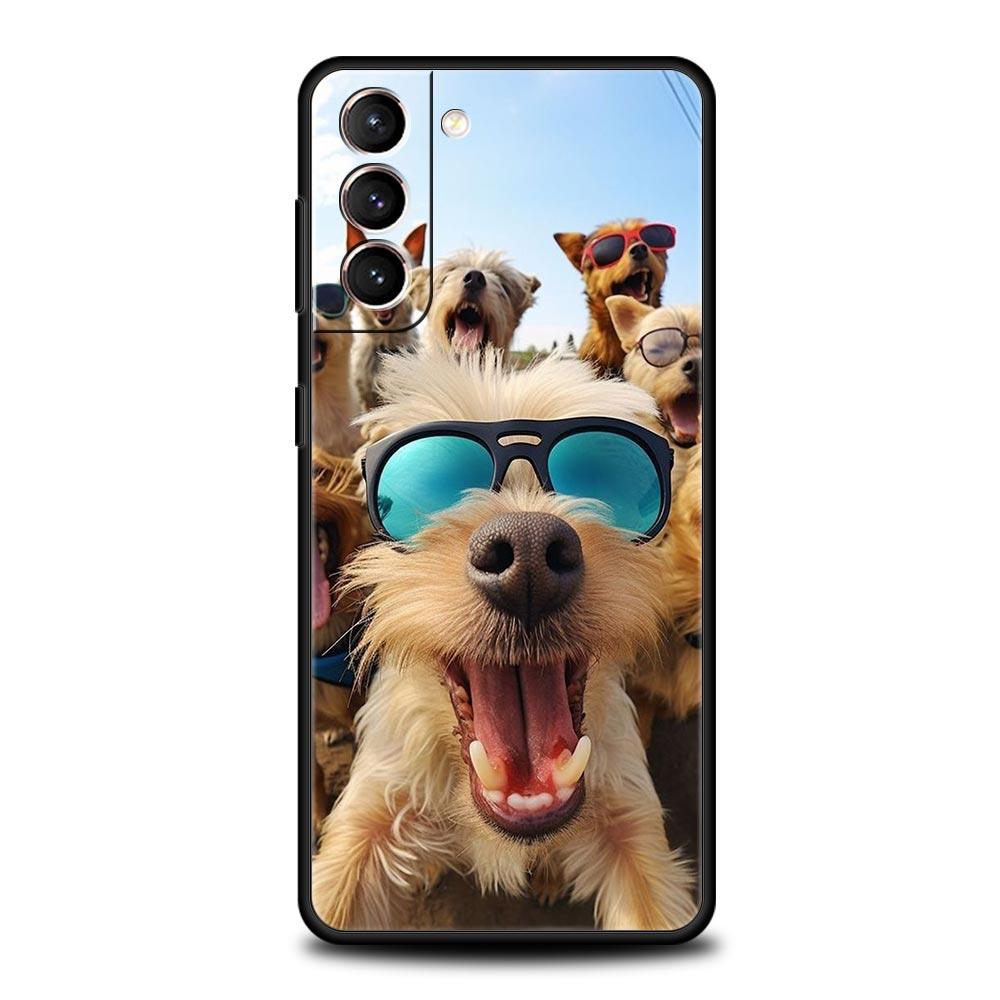 Чехол для телефона с изображением животных и селфи для Samsung Galaxy S24 S23 Ultra S22 S21 S20 FE 5G S10 S10E S9 Plus S8, силиконовый черный чехол-бампер