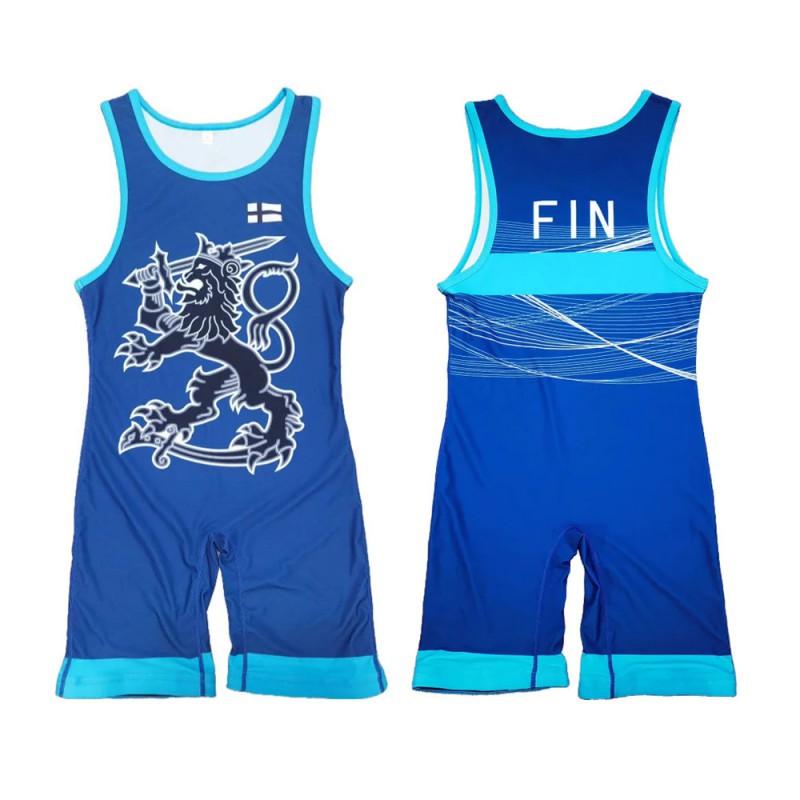 Sublimation Full-Body Wrestling Singlet Men Women Weightlifting Competition Training