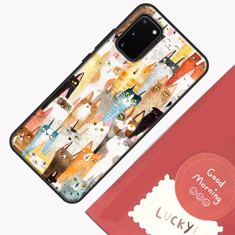 Милый Мультяшный Коллаж из Кошек Чехол для Телефона Для Samsung Galaxy S24 S26 Ultra S20 S21 S22 S23 S25 Plus S10 S25 FE Защитный Чехол