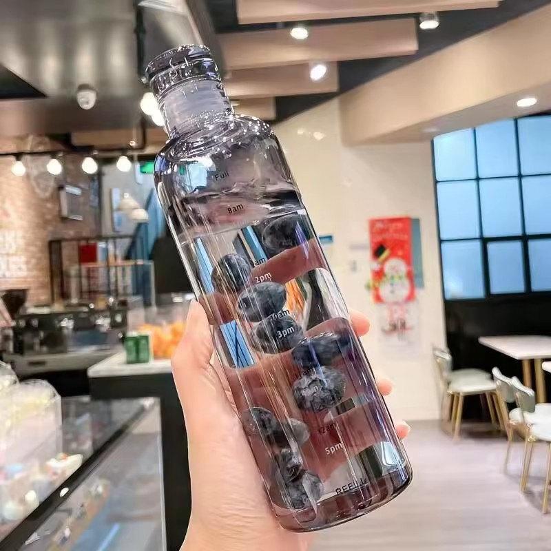 Новейшая чашка для воды, спортивная бутылка для воды с шкалой времени, пластиковый портативный контейнер для воды для пары, уличная бутылка для воды с защитой от капель