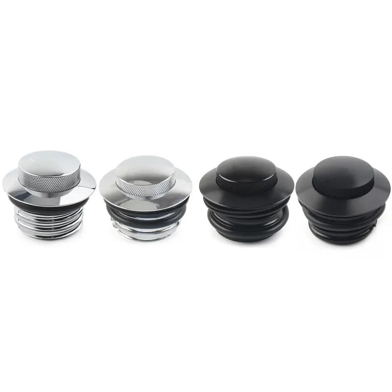 Motorcycle Left+Right Thread Flush Pop Up Gas Cap Vented Fuel Tank Cover For Harley Davidson Road King Softail Dyna