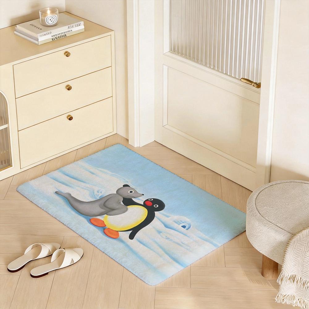 Animal P Penguin Floor Mat Eco Flannel Doormat Non Slip Odorless Indoor Floor Rug Soft Short Plush Home Mat