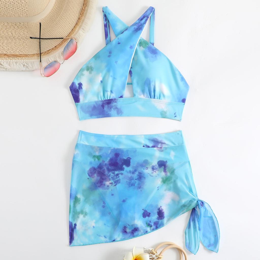 Женский раздельный модный сексуальный купальник-бикини с принтом и подкладкой для груди без стальных скобок