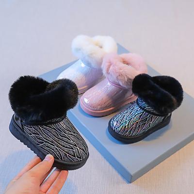 Зимние плюшевые толстые хлопковые туфли для маленьких девочек детские сапоги