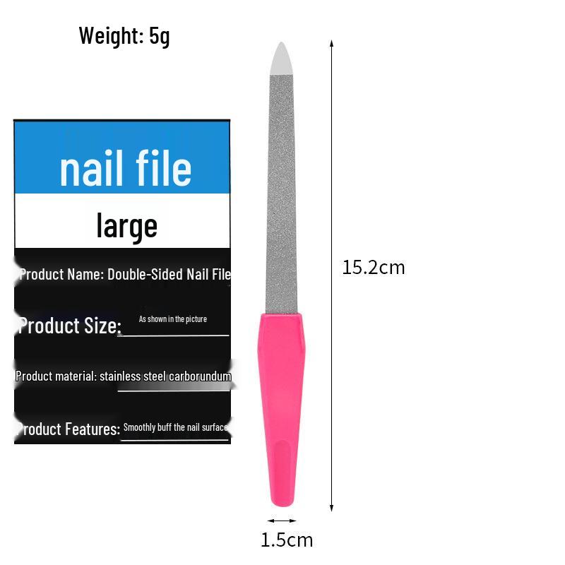 Пилка для ногтей из нержавеющей стали с пластиковой ручкой, прочный инструмент для шлифовки и полировки, нейл-арт