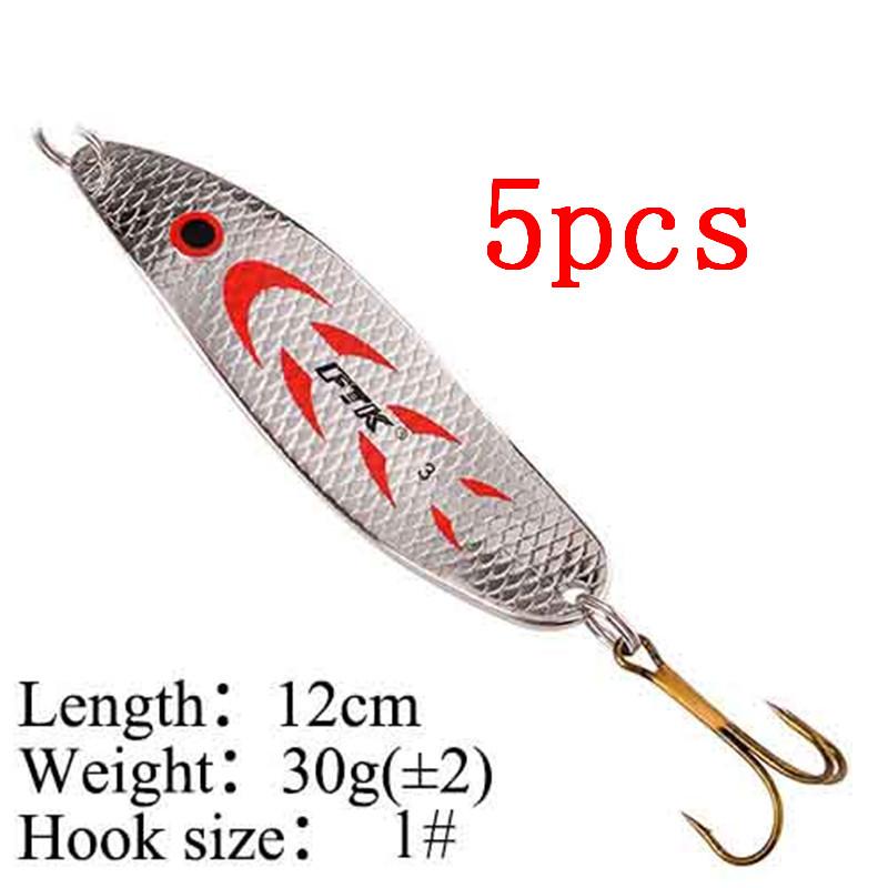 FTK 5 шт., 10,5 см-12 см, 20 г-30 г, металлическая жесткая приманка, рыболовный тройной крючок, рыболовные снасти, приманка для лосося, искусственная рыболовная снасть