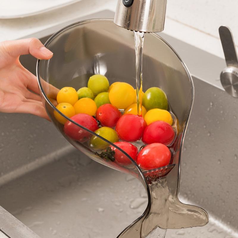 Раковина для мытья фруктов и овощей, многофункциональная, в форме кита, пластиковая, корзина для сушки, кухонные инструменты, фильтр для пищевых отходов, гаджеты