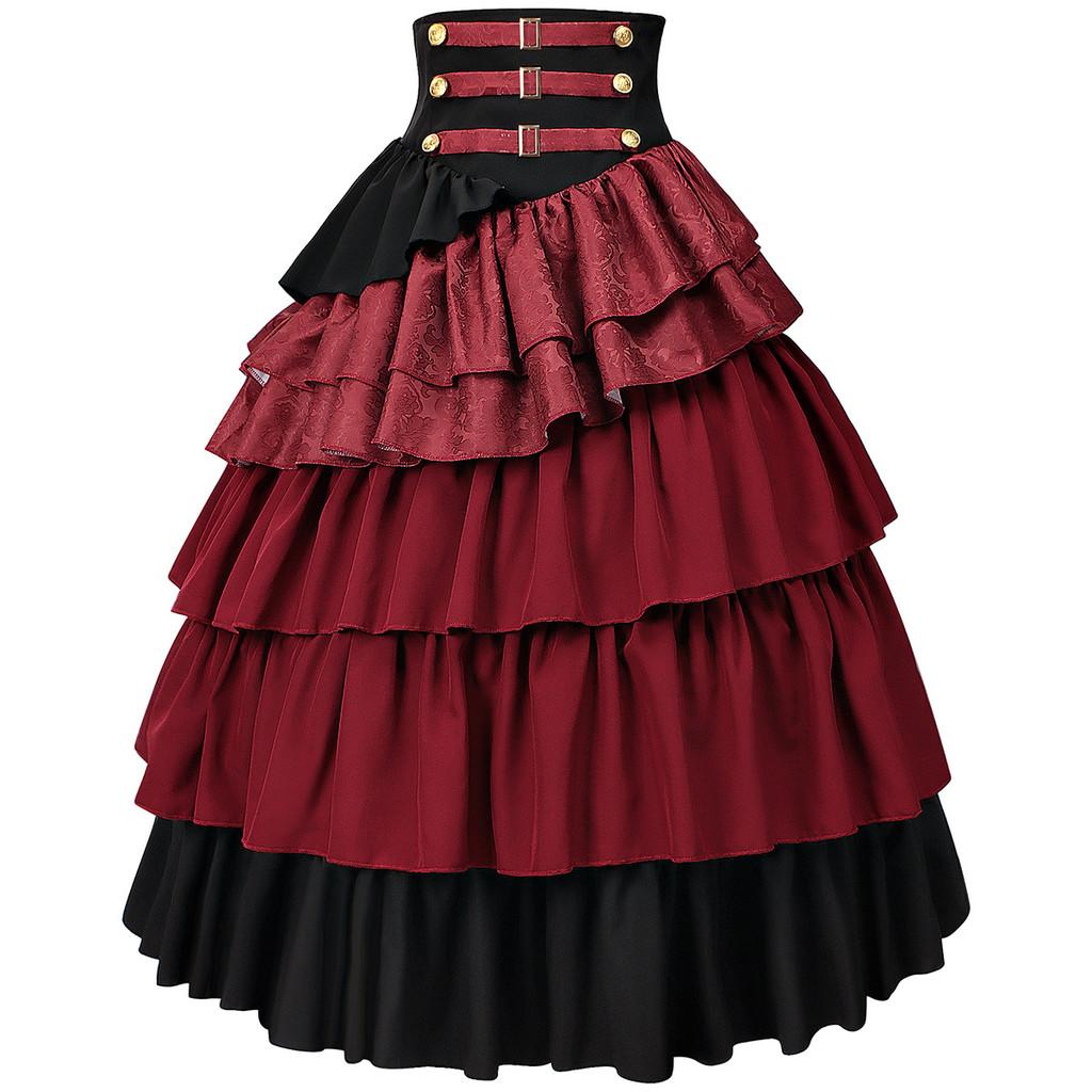 Gothic Steampunk Pirate Skirt For Women With Layered Ruffles For Costume Parties
