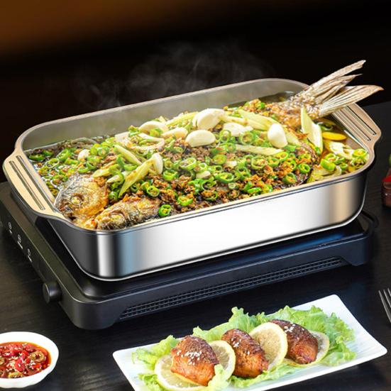 Stainless Steel Roasting Pan with Lid And Handle Heavy Duty