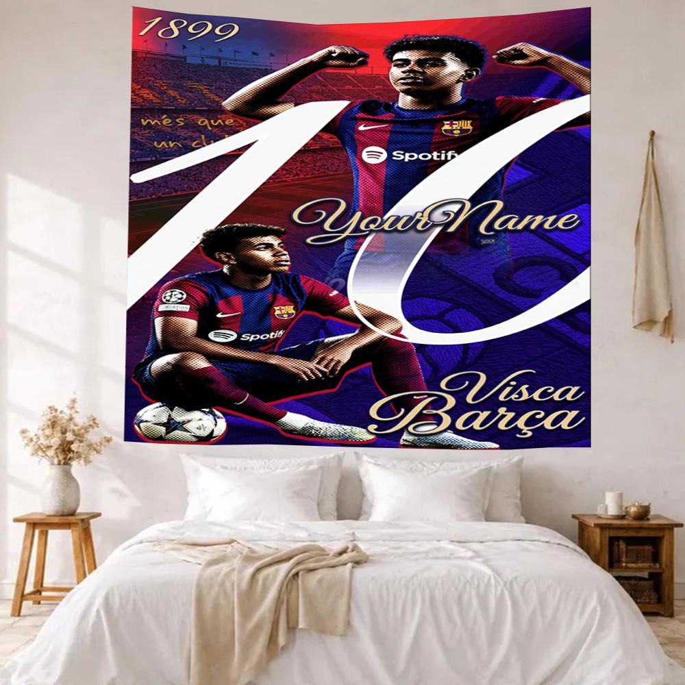 Lamine Yamal Custom Your Name Wall Decor Tapestry Art For Pet Memorial Birthdaywedding Party Backdrop Family Gift