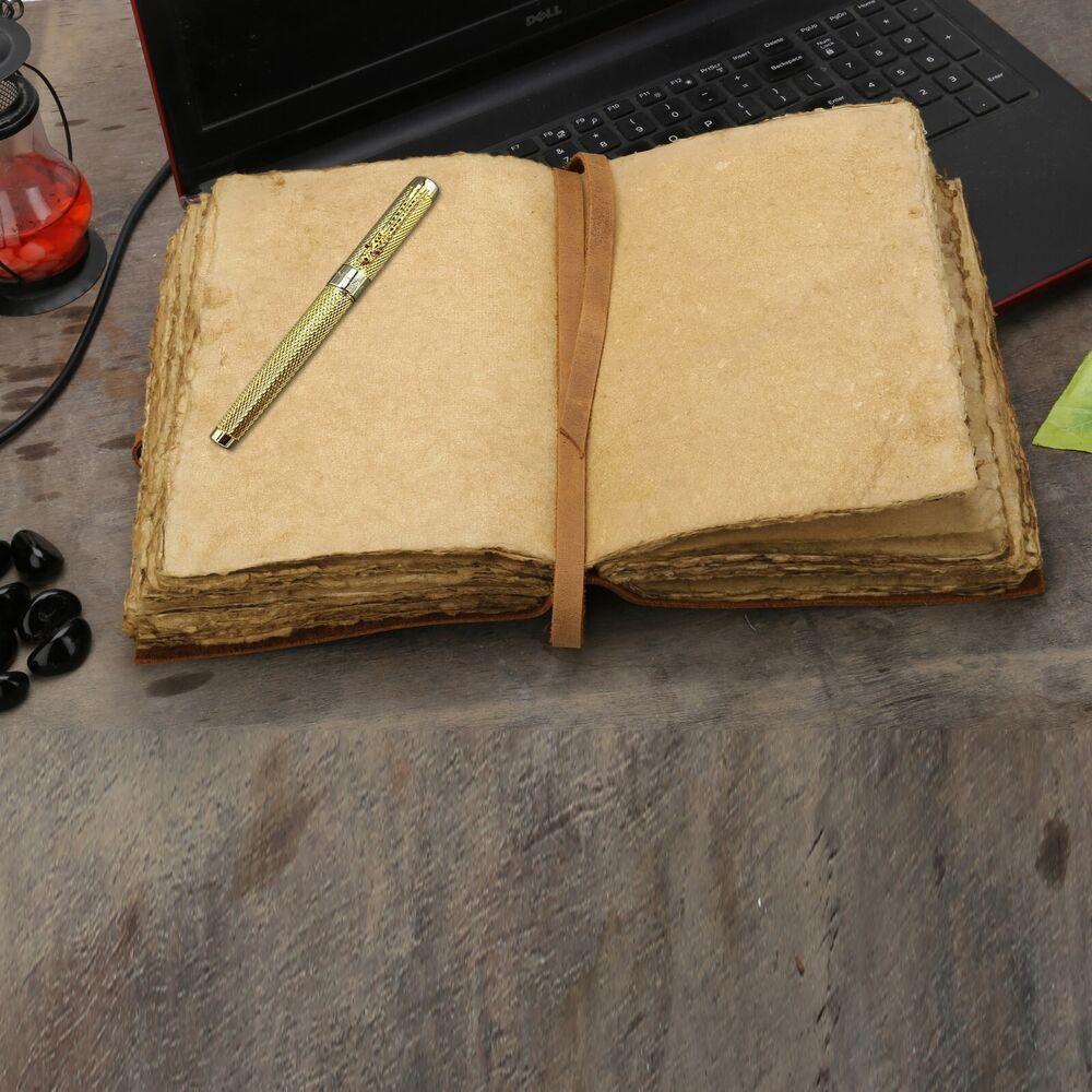 Heart Embossed Leather Journal Vintage Antique Deckle Edge Paper Sketchbook Gift