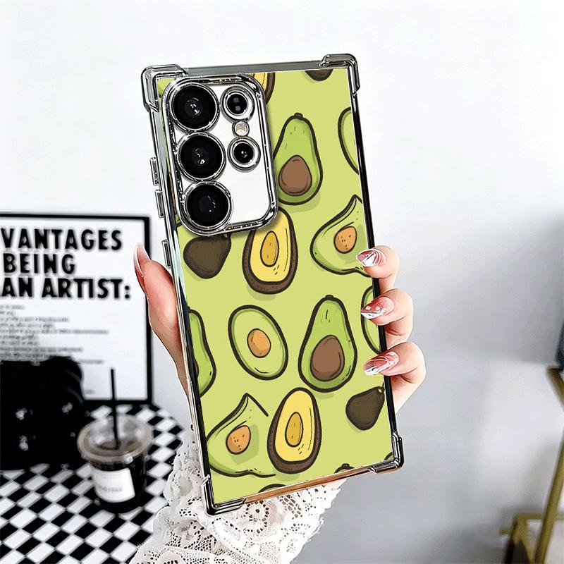 Cartoon Cute Avocado Plating Phone Case For Samsung Galaxy S24 S25 FE S26 Edge S23 Ultra S22 S21 Plus S20 Anti-Fall Airabag Cove