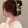 Exquisite Flower Hair Clip - Cat's Eye Design, Large Claw for Women's Elegant Updos