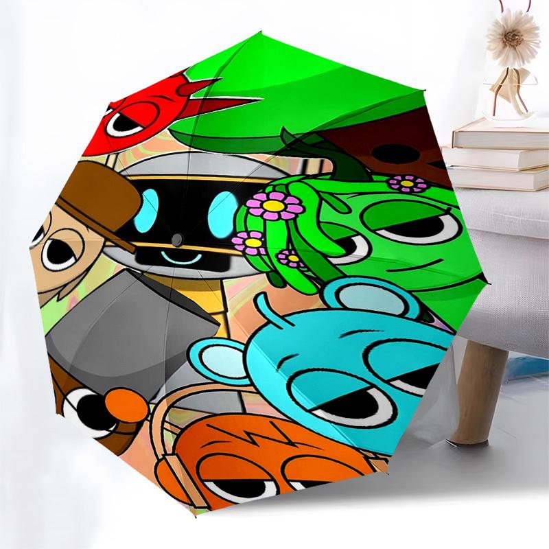 SPRUNKI Themed Automatic Opening and Closing Umbrella, Compact Travel Umbrella, Lightweight and Portable, Suitable for Beach Commuting Busin