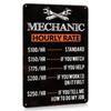 1pc, Mechanic Hour Rate Metal Sign, 12x8 Inch Wrench Tool Vintage Poster Mechanic Workshop Plaque
